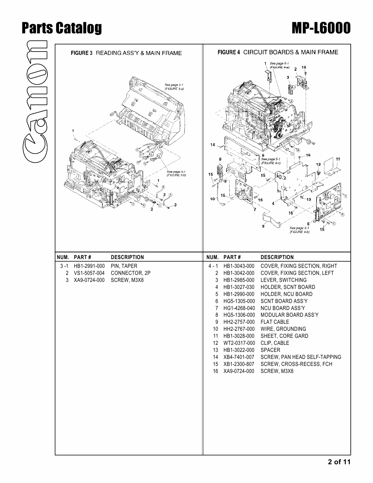 Canon MultiPASS MP-L6000 Parts Catalog Manual-2